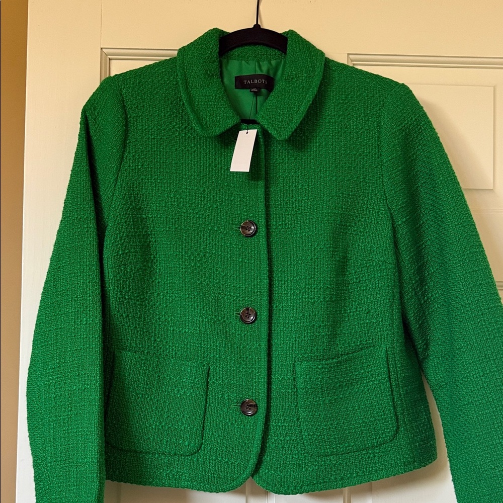Talbots Bright Green Bouclé Blazer - Women's Structured Jacket